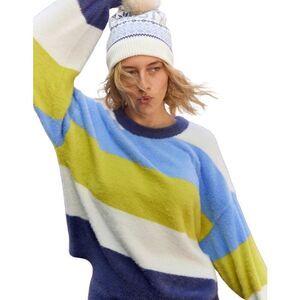 Aerie Flurry Crew Sweater Pullover Colorblock Long Sleeve Large